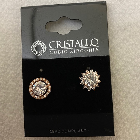 Cristallo Cubic Zirconia Pierced Earrings NIP - Picture 3 of 4
